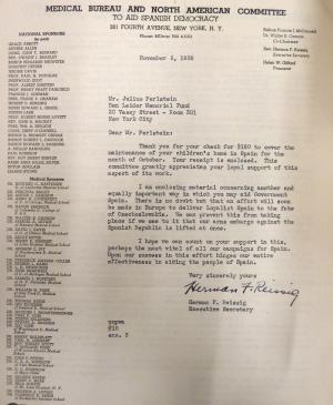 Carta de Herman F. Reissig a Julius Perlstein