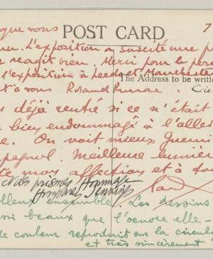 Roland Penrose's postcard to Pablo Picasso and Dora Maar