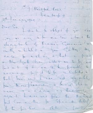 Carta de Elizabeth Watt a J.N. Duddington del 25 de enero de 1939