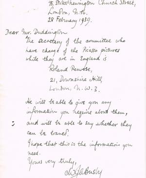 Carta de W. J. A. Busby a J.N. Duddington