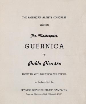 Catálogo de la exposición The American Artists Congress presents the Masterpiece Guernica by Pablo Picasso for the benefit of the Spanish Refugee Relief Campaign de la Valentine Gallery de Nueva York