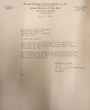 Carta de Paul Gardner a Sidney Janis