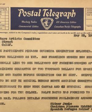 Carta de Sidney Janis al Motion Pictures Artists' Committee