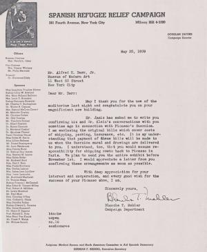 Carta de Blanche Mahler a Alfred H. Barr Jr.