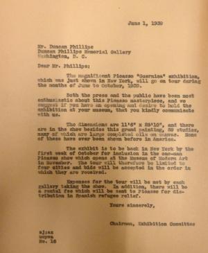 Carta de Sidney Janis a Duncan Phillips