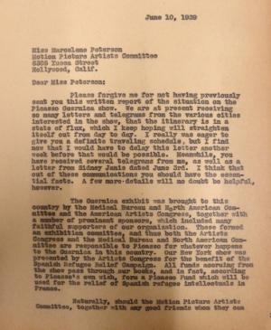 Carta de Evelyn Ahrend a Marcelene Peterson del 10 de junio de 1939