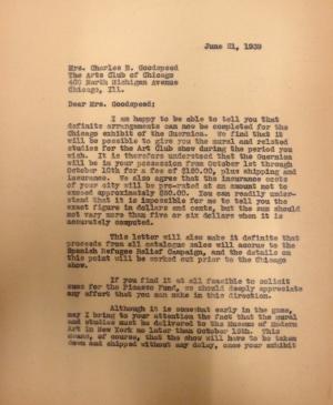 Carta de Evelyn Ahrend a Charles Goodspeed del 21 de junio de 1939