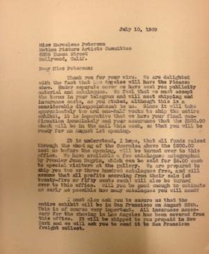 Carta de Evelyn Ahrend a Marcelene Peterson del 10 de julio de 1939