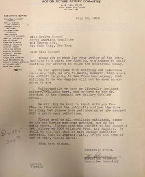 Carta de Marcelene Peterson a Evelyn Ahrend del 20 de julio de 1939