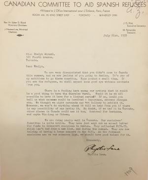 Carta de Phyllis Lane a Evelyn Ahrend del 21 de julio de 1939