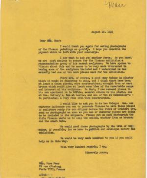 Carta de Alfred H. Barr Jr. a Dora Maar