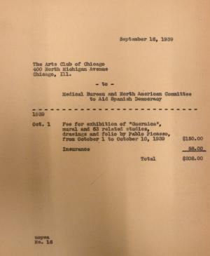 EN Factura de la exposición Picasso's Guernica