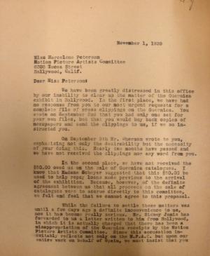 Carta de Herman F. Reissig a Marcelene Peterson del 1 de noviembre de 1939