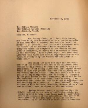 Carta de Herman F. Reissig a Milton Wichner