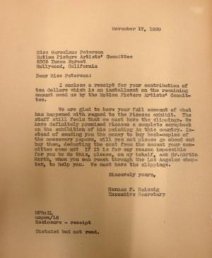 Carta de Herman F. Reissig a Marcelene Peterson del 17 de noviembre de 1939