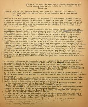 Actas de reunión del Comité Ejecutivo de la Spanish Intellectual Aid del 3 de abril de 1939