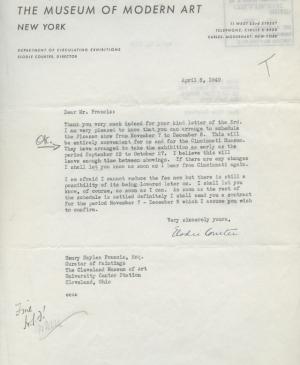 Carta de Elodie Courter Osborn a Henry Sayles Francis del 8 de abril de 1940