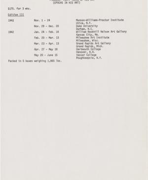 Fechas y centros de la exposición itinerante Picasso: Forty Years of His Art