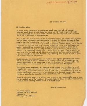 Carta de René D'Harnoncourt a Jorge Enciso
