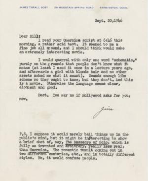 Carta de James Thrall Soby a William S. Lieberman