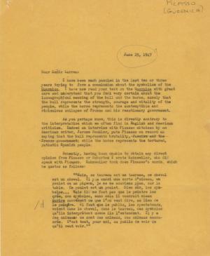 Carta de Alfred H. Barr Jr. a Juan Larrea