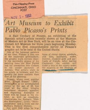 El museo de arte expondrá láminas de Pablo Picasso
