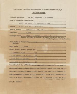 Informe de publicidad de la exposición Studies for Guernica del Museum of Cranbrook, Nueva Jersey