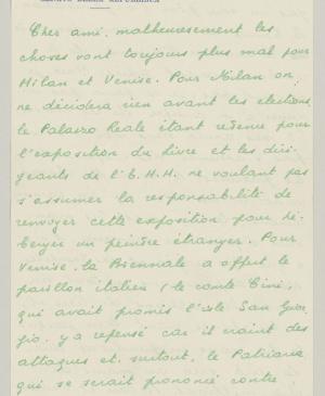 Carta de Eugenio Reale a Daniel-Henry Kahnweiler