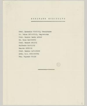 Listados del Comité Ejecutivo Nacional y otros departamentos para las exposiciones de Roma y Milán