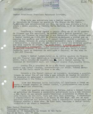 Carta de Paulo E. de Berrêdo Carneiro a Francisco Matarazzo Sobrinho