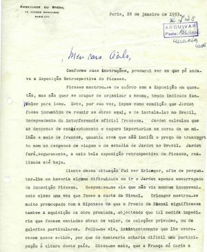 Carta de Maria Martins a Francisco Matarazzo Sobrinho