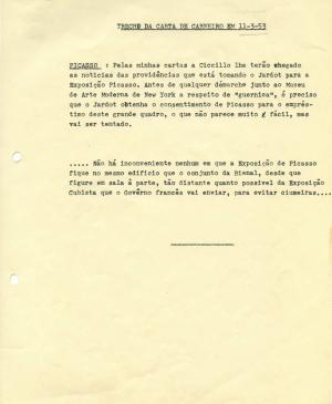 Carta de Paulo E. de Berrêdo Carneiro del 11 de marzo de 1953