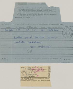 Telegrama de Alfred H. Barr Jr. a Pablo Picasso del 20 de mayo de 1954