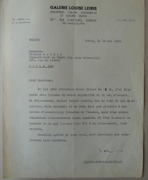 EN Carta de Daniel-Henry Kahnweiler a François Mathey