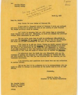 Alfred H. Barr Jr.'s letter to Maurice Jardot, dated 4 March 1955
