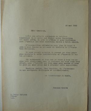 EN Carta de Jacques Guerin a Pablo Picasso