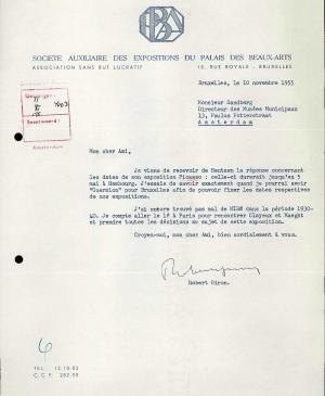 Carta de Robert Giron a Willem Sandberg del 10 de noviembre de 1955