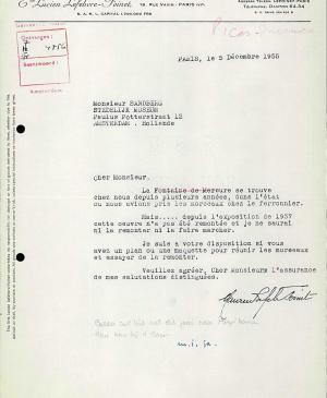 Carta de Maurice Lefebvre-Foinet a Willem Sandberg