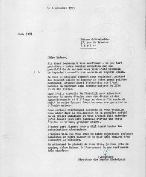 Carta de Willem Sandberg a Cécile Goldscheider