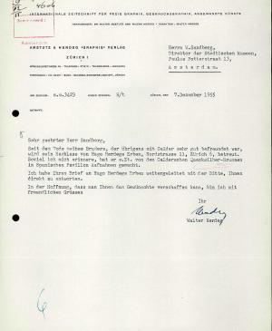 Carta de Walter Herdeg a Willem Sandberg