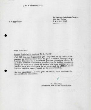Carta de Willem Sandberg a Maurice Lefebvre-Foinet del 9 de diciembre de 1955