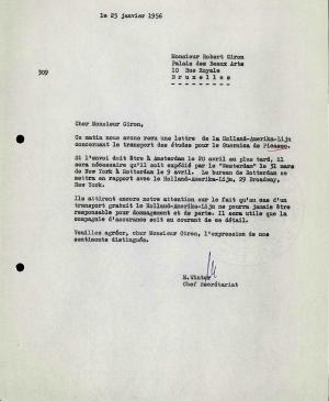 Carta de M. Winter a Robert Giron del 25 de enero de 1956