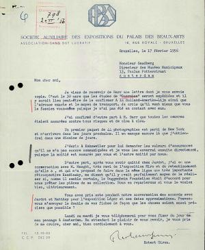 Carta de Robert Giron a Willem Sandberg del 17 de febrero de 1956