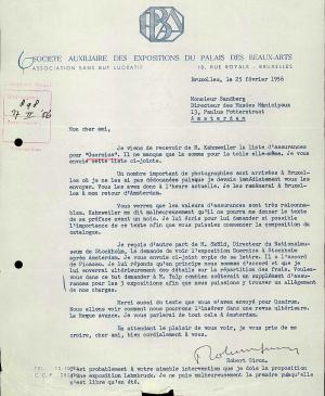 Carta de Robert Giron a Willem Sandberg del 25 de febrero de 1956