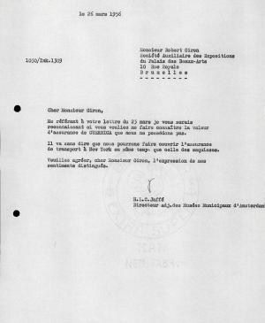 Carta de Hans Ludwig Cohn Jaffé a Robert Giron