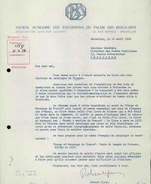 Carta de Robert Giron a Willem Sandberg del 10 de abril de 1956