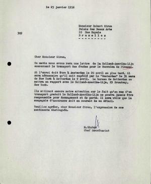 Carta de M. Winter a Robert Giron del 25 de enero de 1956