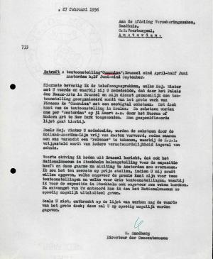 Carta de Willem Sandberg al Ayuntamiento de Ámsterdam del 27 de febrero de 1956