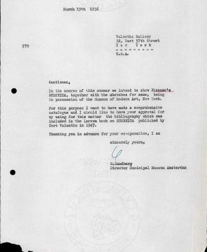 Carta de Willem Sandberg a la Valentin Gallery