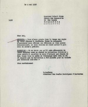 Carta de Willem Sandberg a Robert Giron del 4 de mayo de 1956